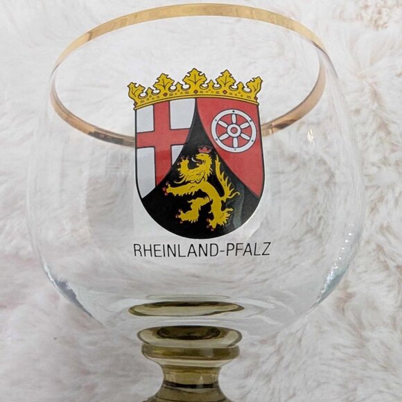 Vintage Frankenthal German Wine Glass Gold Green Beehive Stem Goblet - Picture 1 of 8